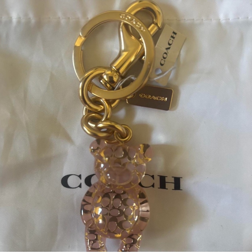 Coach Metallic Gold and Pink Bear Keychain - Picture 2 of 2